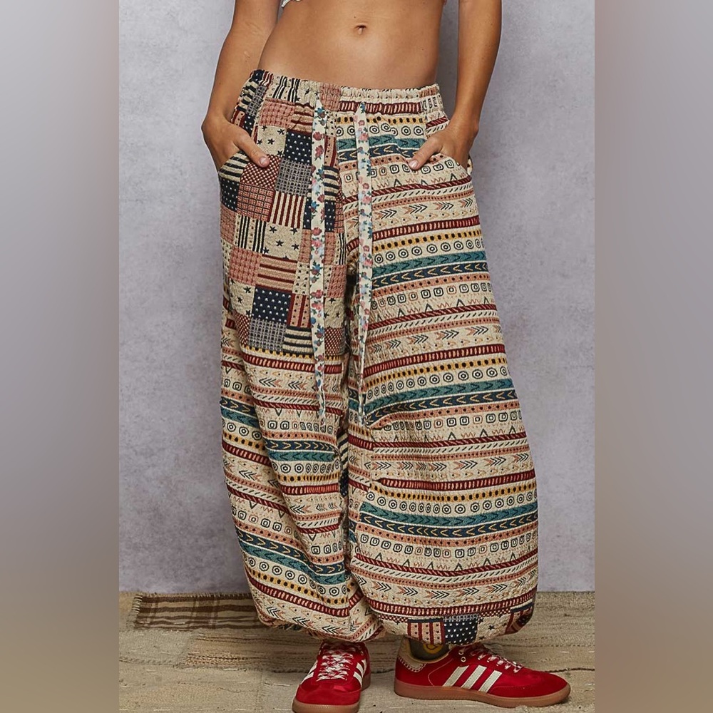 #476 Gonna Love Me Pattern Pants - Almond multi